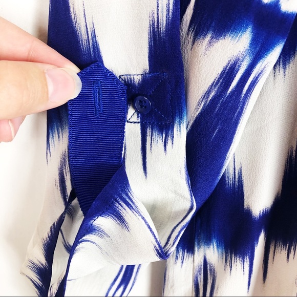 Michael Stars 100% Silk Tie Dye Shirt Dress | Blue White | Size Small - Picture 6 of 14